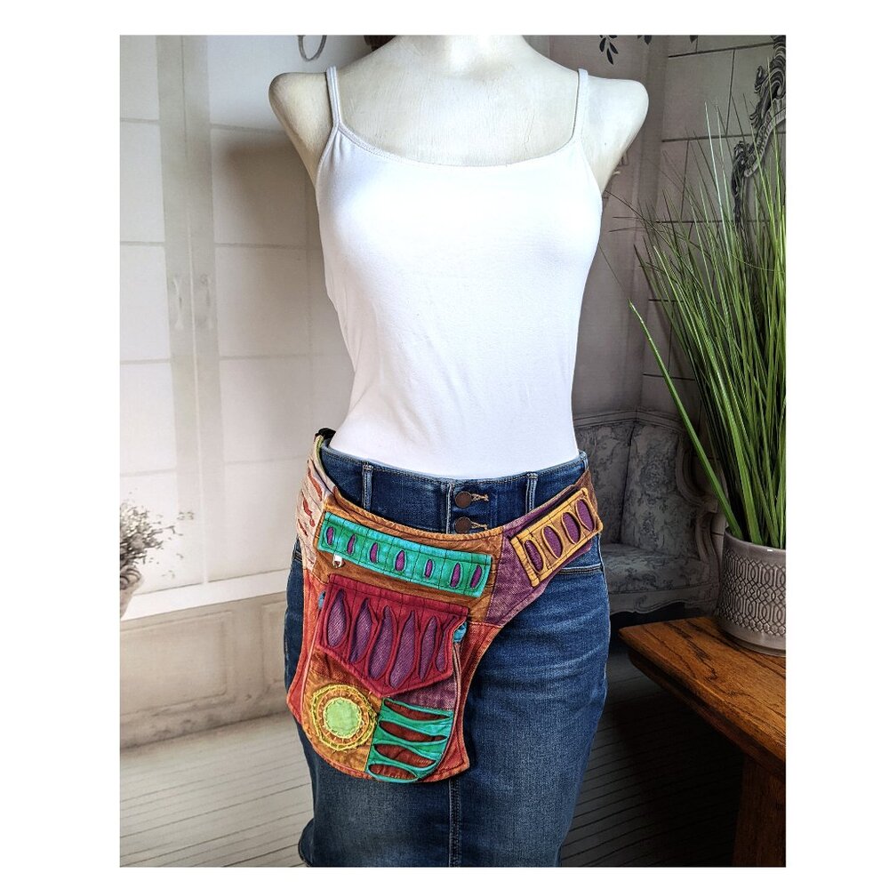 Lakhay's Collection Belt Bag Utility Fanny Pack Boho Patchwork Travel Rave Nepal